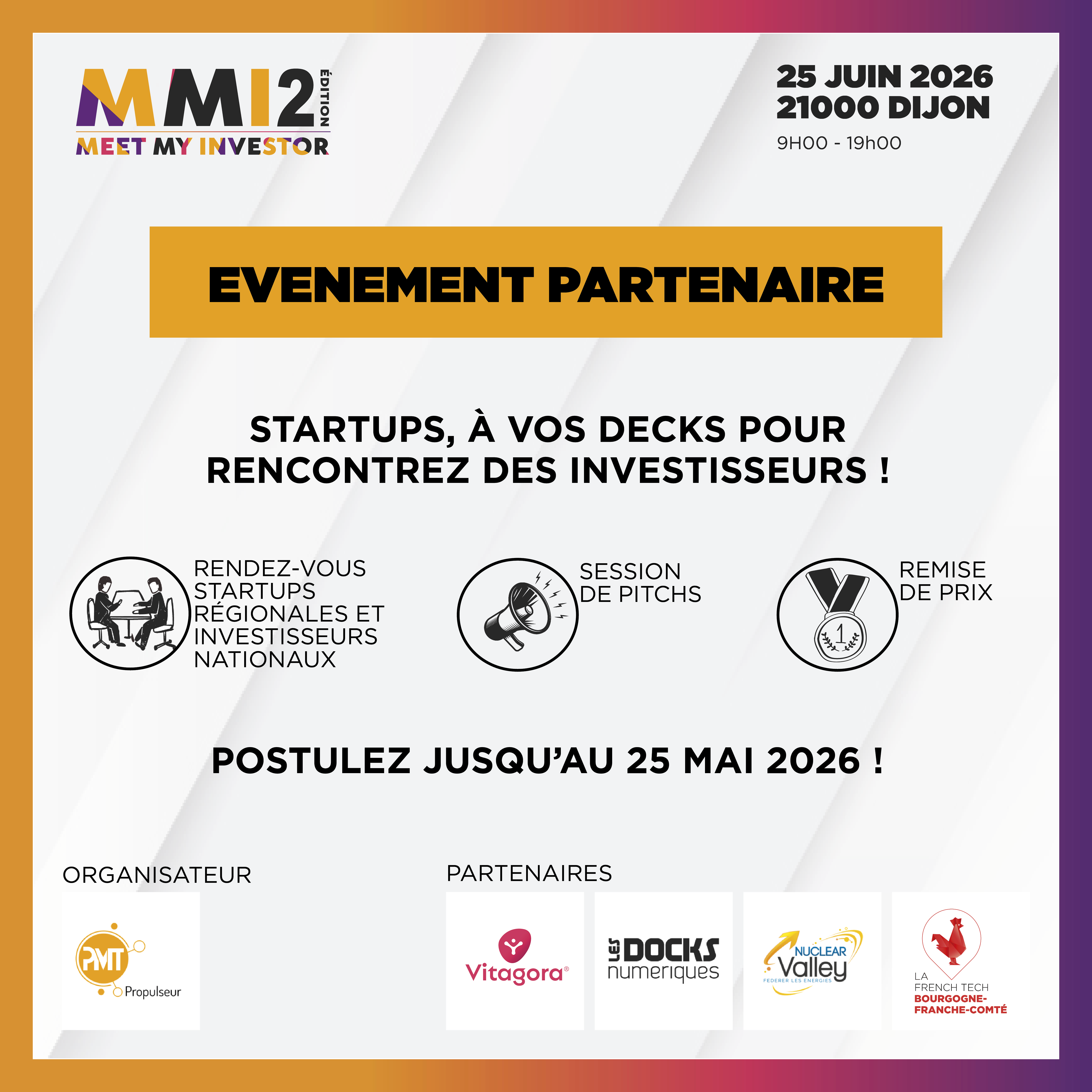 Appel à candidature - Meet My Investor, 2ème édition !